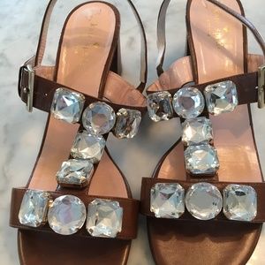 Cute Kate Spade sandals leather crystals sz 10